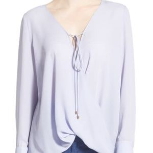 WAYF Wrap Front Long Sleeve Blouse, Large